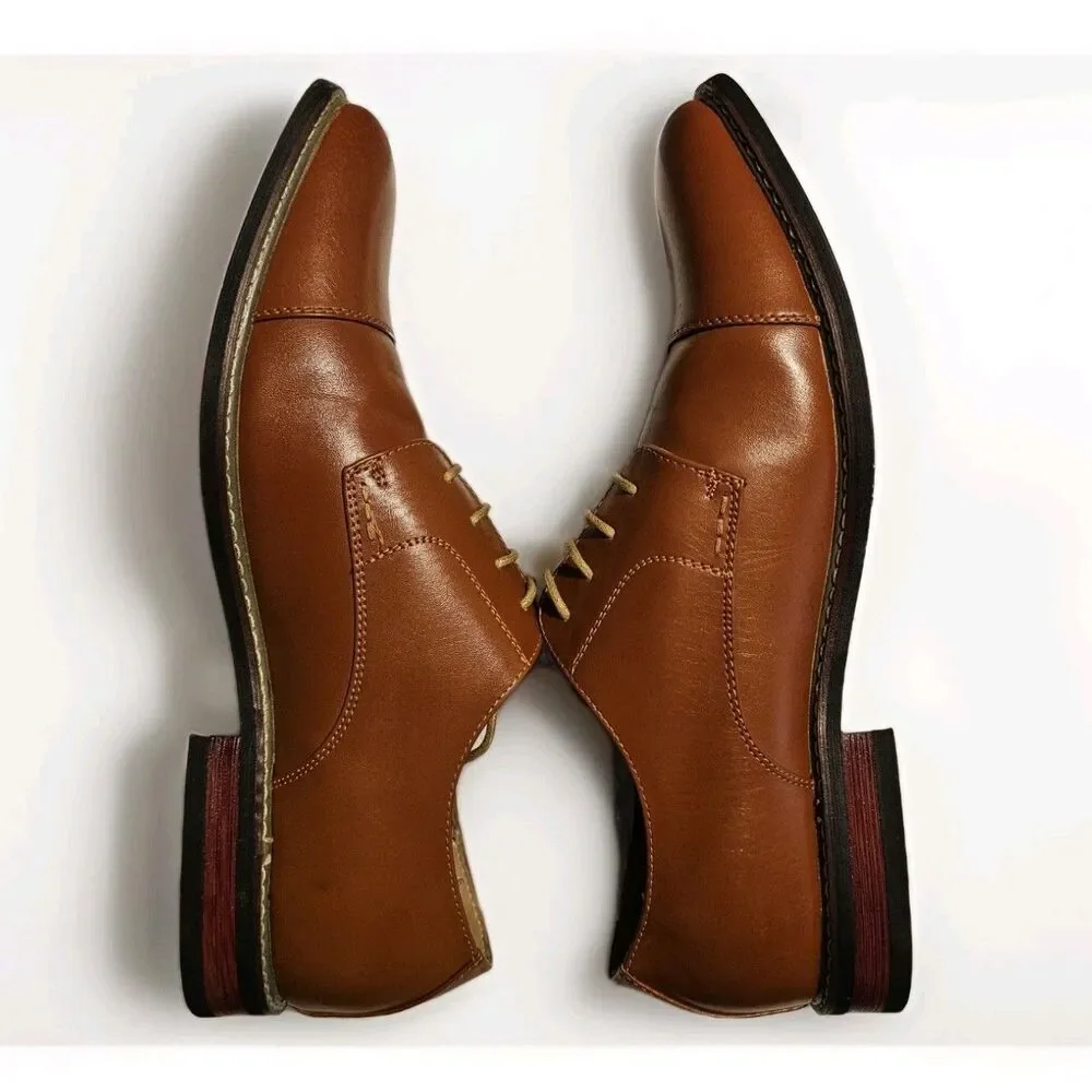 Bruno Marc New York Dress Shoes Men Brown Size 13 Lace Up Cap-Toe Oxford Formal
